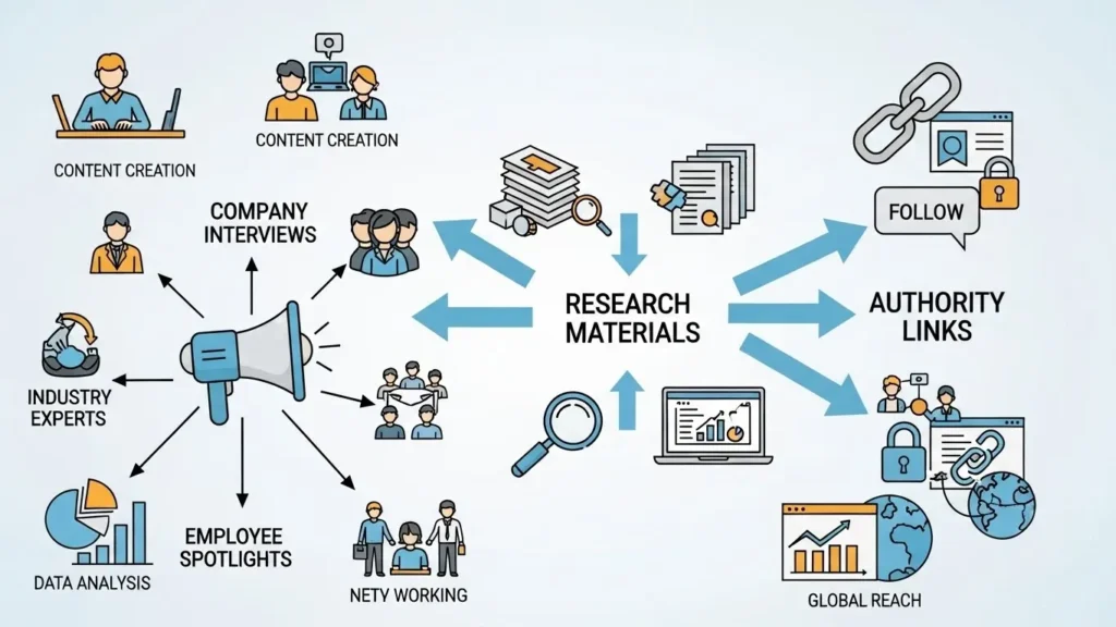 기업 인터뷰 및 리서치 자료를 통한 권위 링크 획득 방법